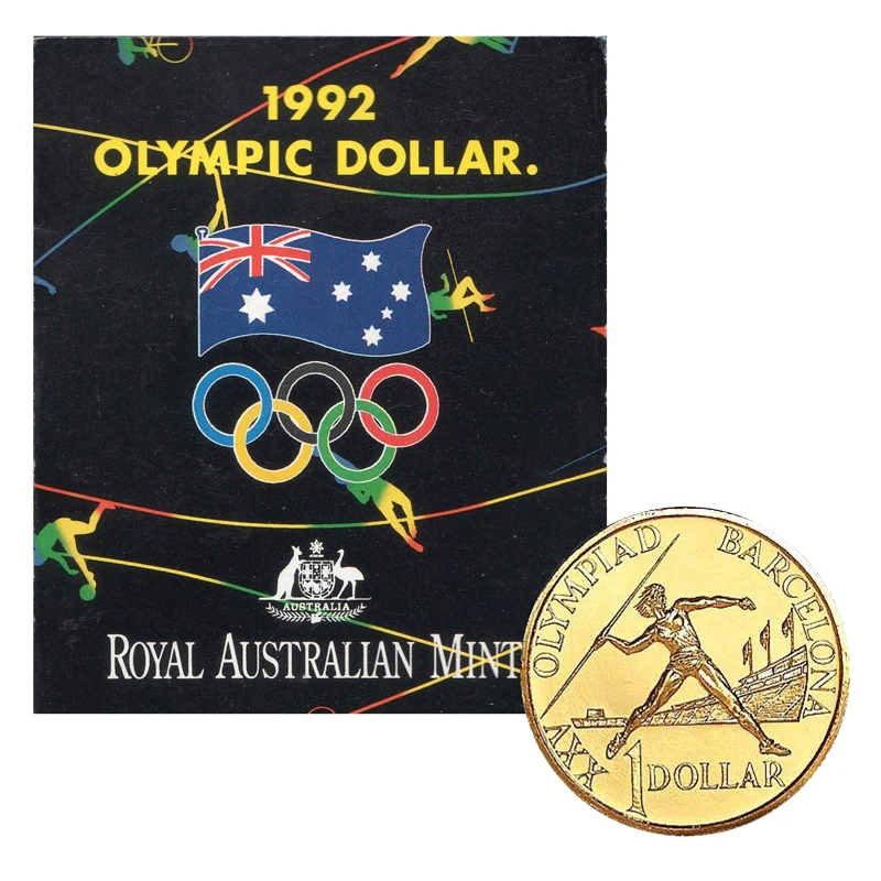 $1 1992 Barcelona Olympics Al/Bronze UNC - Olympic Card with coupon