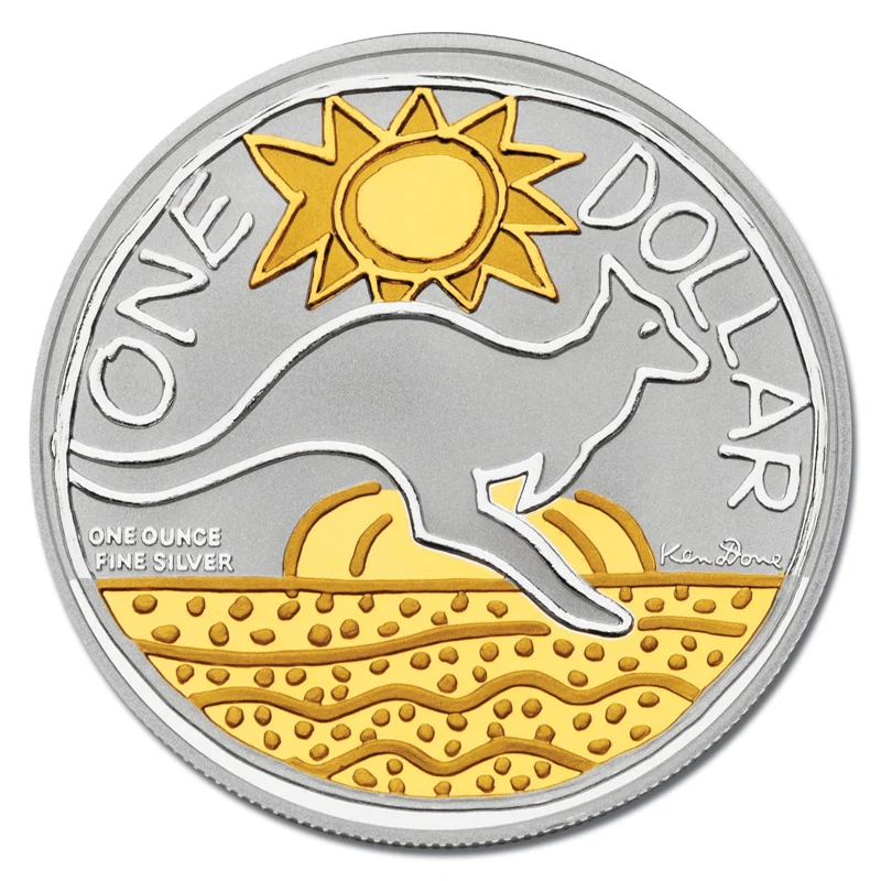 $1 2009 Kangaroo - Ken Done Selectively Gold Plated 1oz 99.9% Silver - Image 2