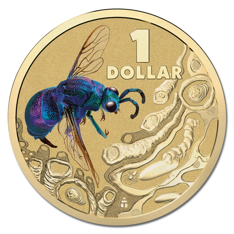 $1 2014 Bright Bugs - Cuckoo Wasp Al-Bronze UNC - Image 2