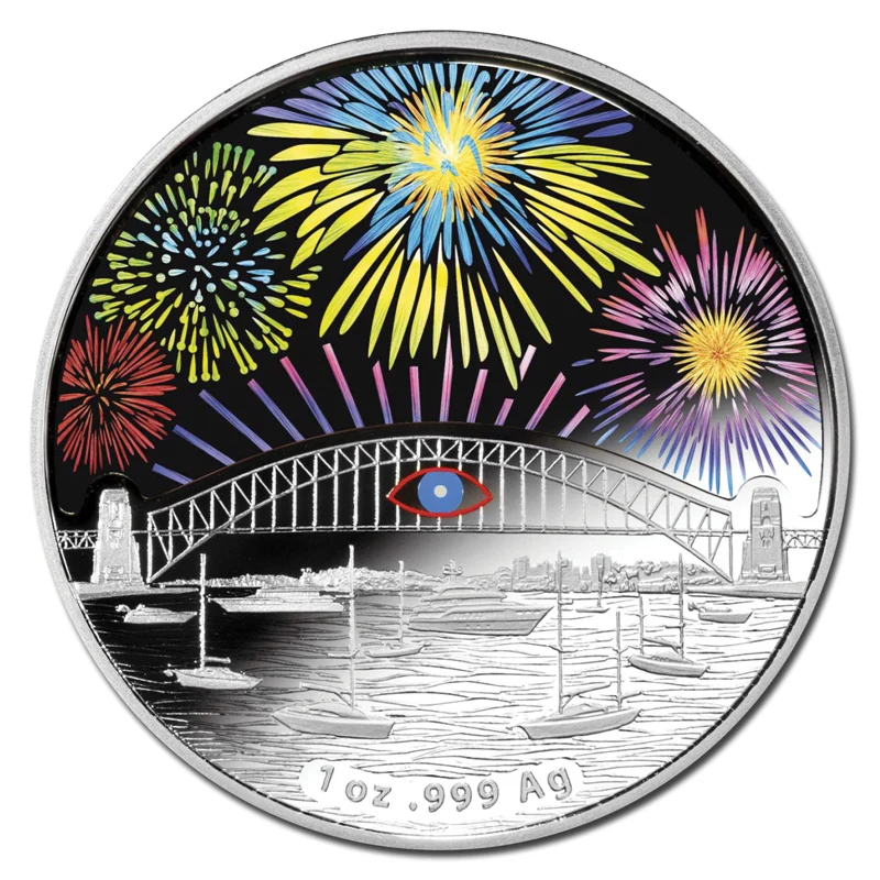 $1 2014 New Year's Eve 1oz Silver Holographic Proof