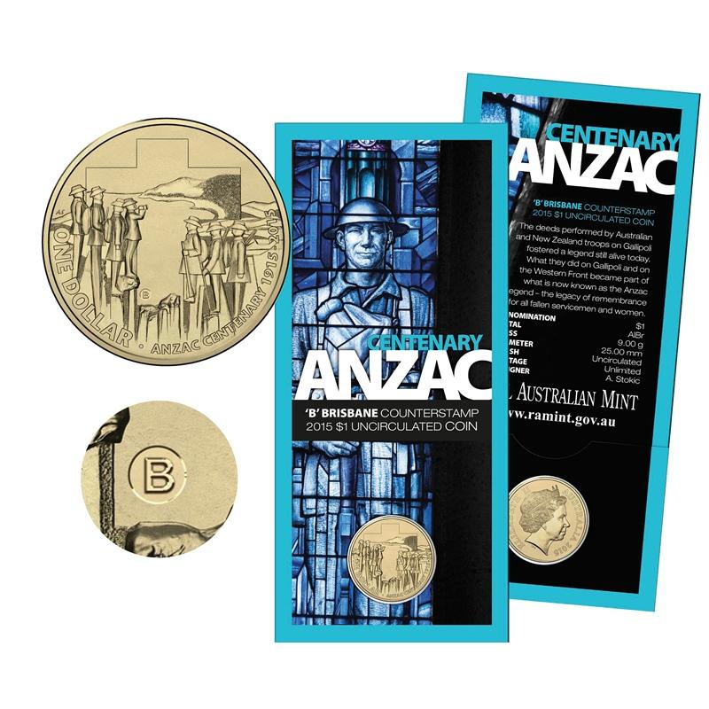$1 2015 ANZAC Centenary Mintmark/Counterstamp UNC - Image 3