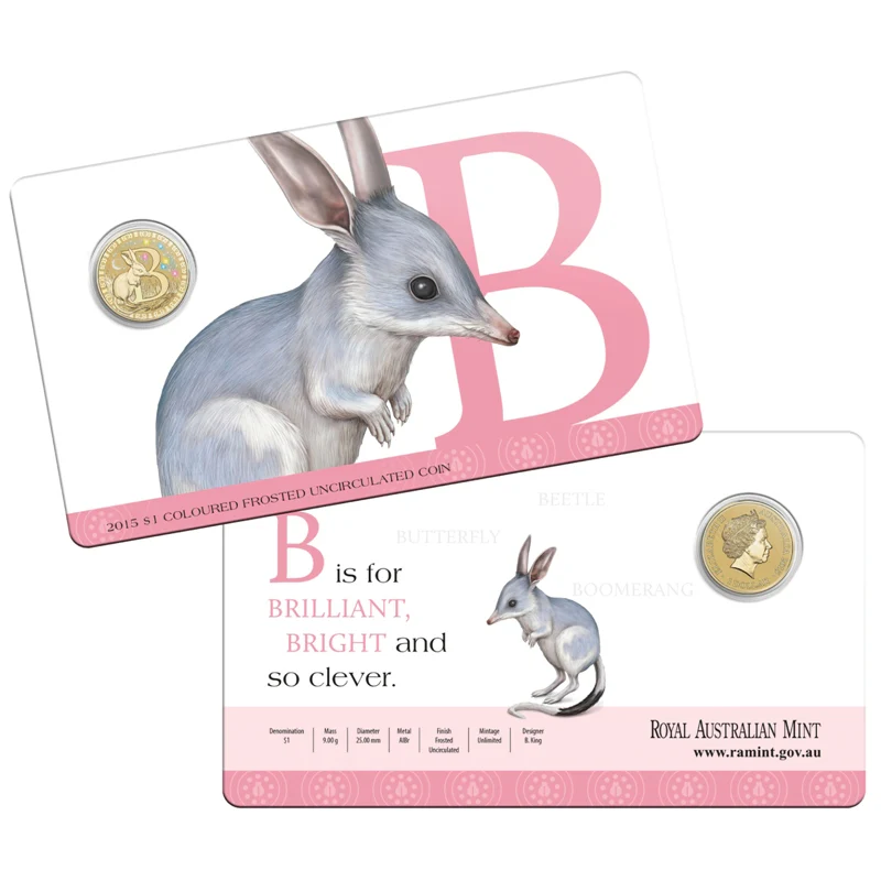 $1 2015 Coloured 'B' Alphabet Al-Bronze Coin - Image 3