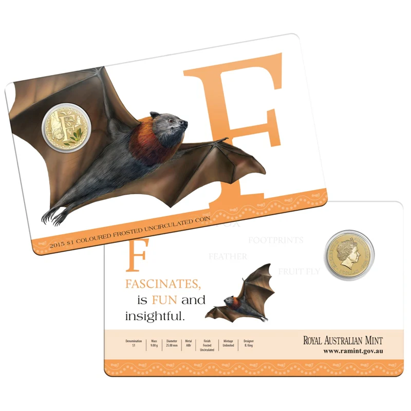 $1 2015 Coloured 'F' Alphabet Al-Bronze Coin - Image 3