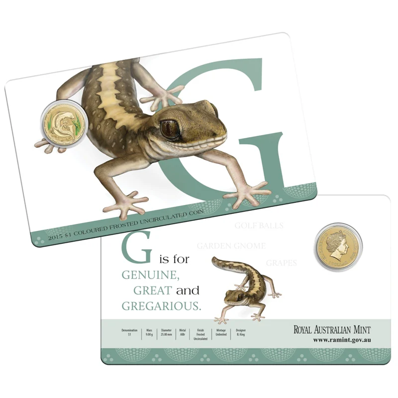 $1 2015 Coloured 'G' Alphabet Al-Bronze Coin - Image 3