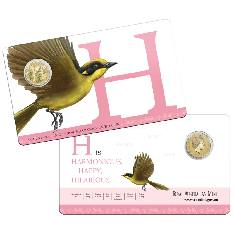 $1 2015 Coloured 'H' Alphabet Al-Bronze Coin - Image 3