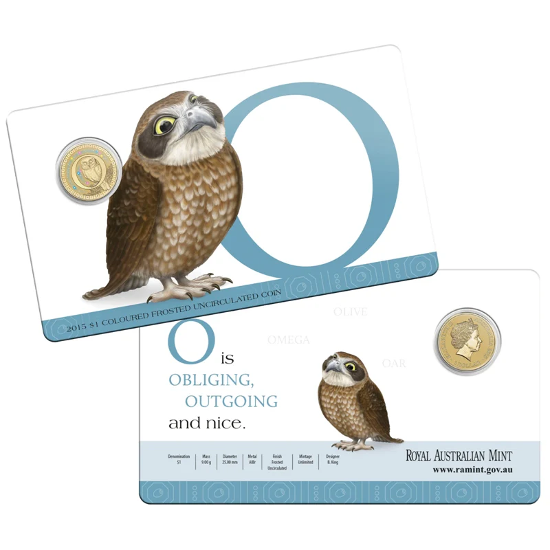 $1 2015 Coloured 'O' Alphabet Al-Bronze Coin - Image 3