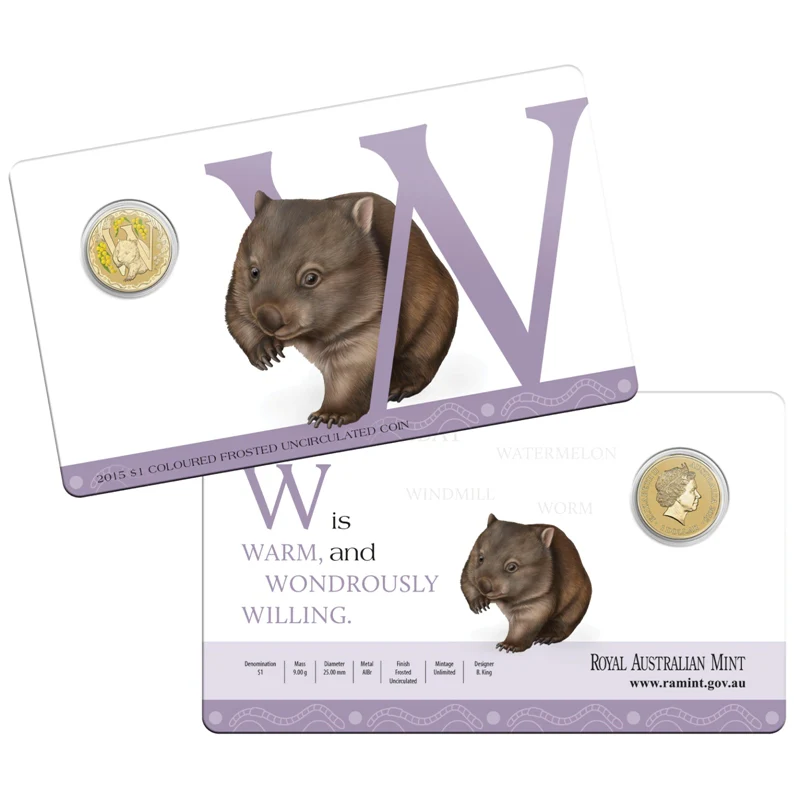 $1 2015 Coloured 'W' Alphabet Al-Bronze Coin - Image 3