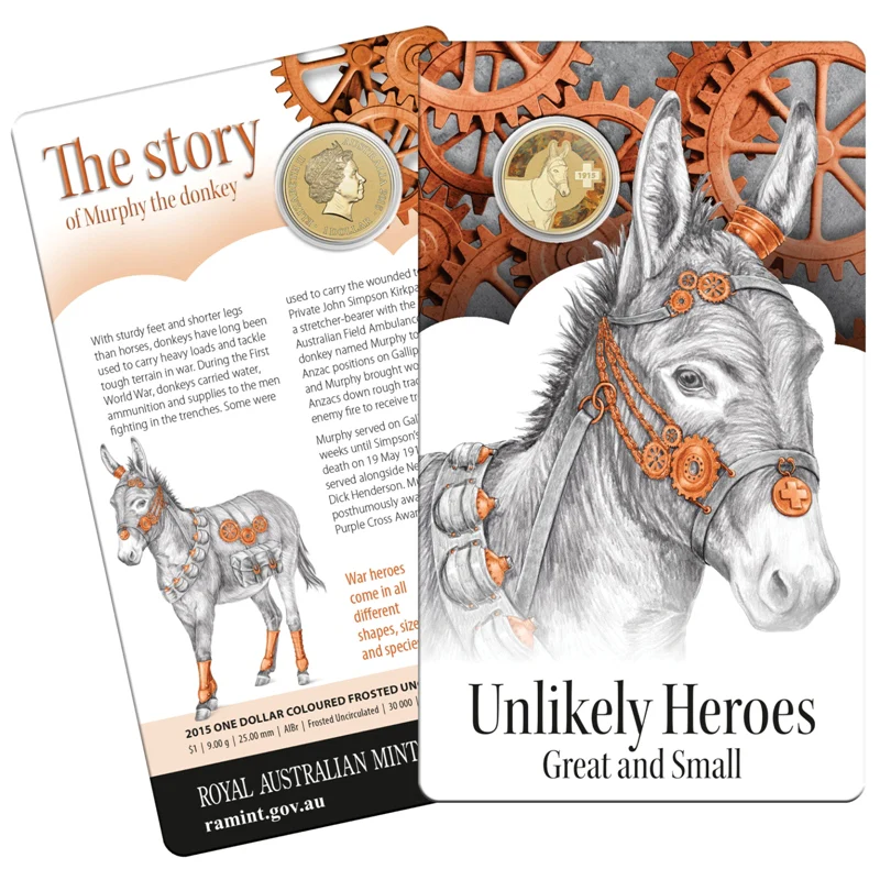 $1 2015 Unlikely Heroes Great & Small - Murphy the Donkey UNC - Image 4