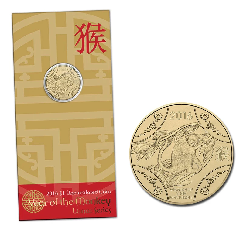 $1 2016 Year of the Monkey Al/Bronze UNC