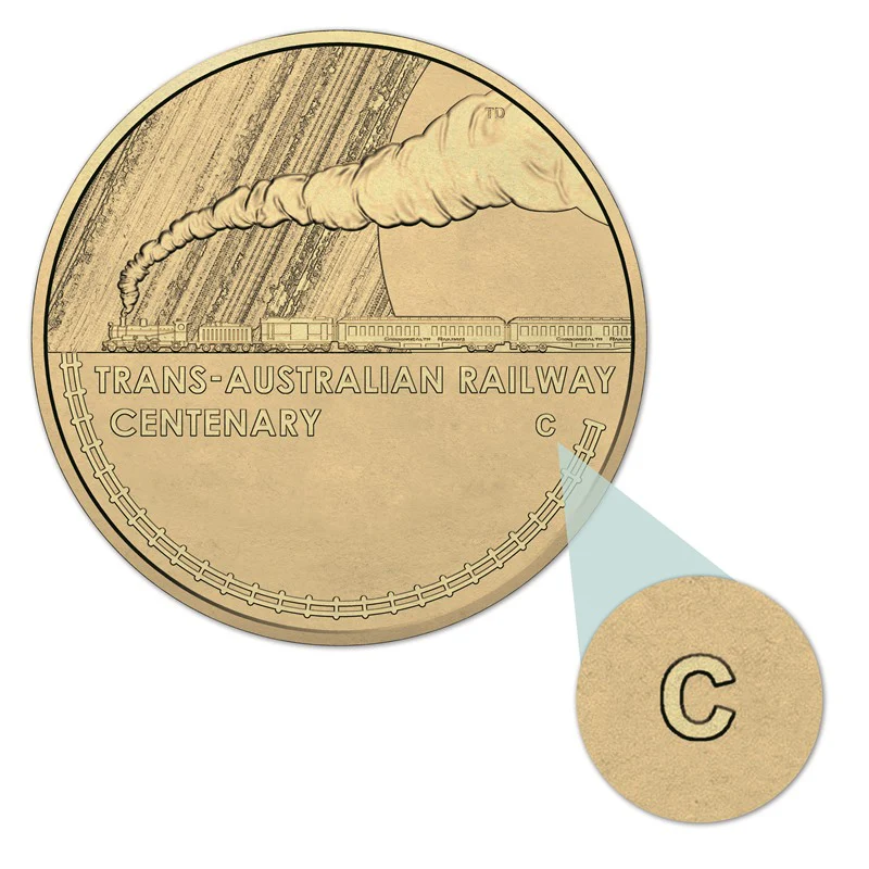 $1 2017 Trans-Australian Railway Mintmark/Counterstamp UNC
