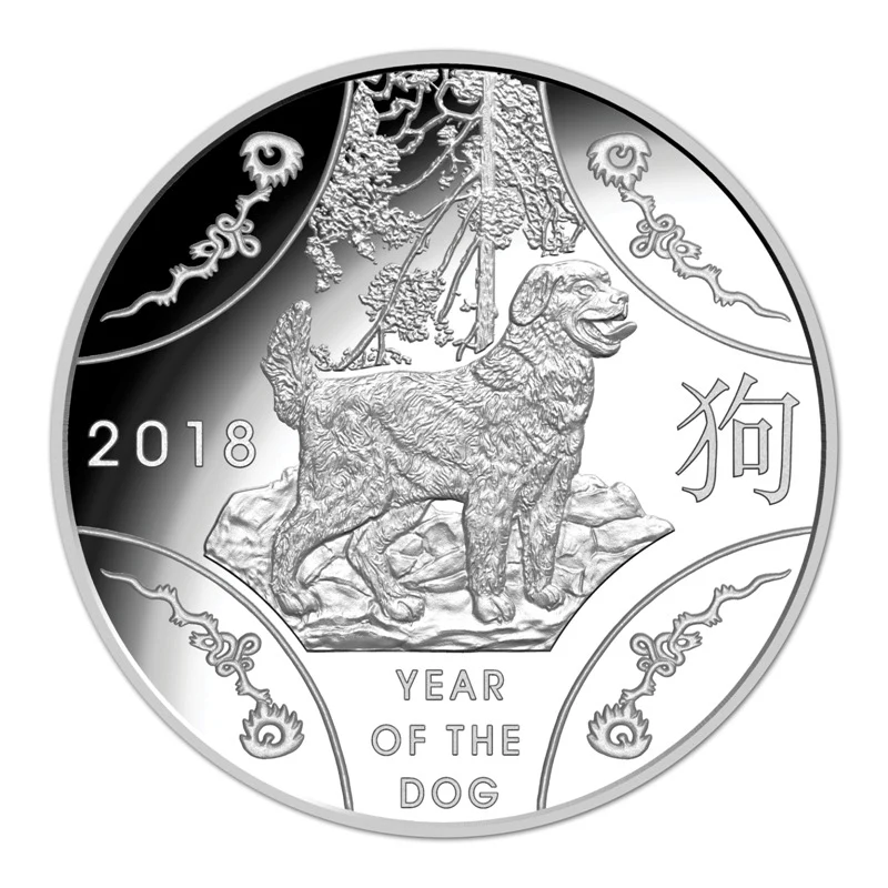 $1 2018 Year of the Dog 1oz Silver Proof - Image 2