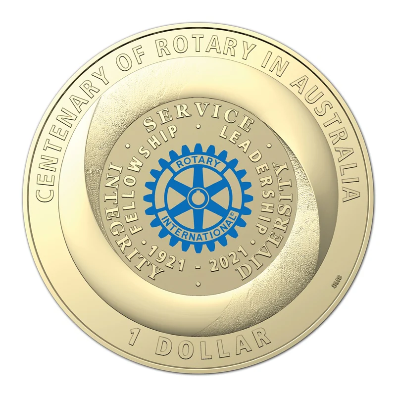 $1 2021 Centenary of Rotary Australia Al/Bronze UNC - Image 2