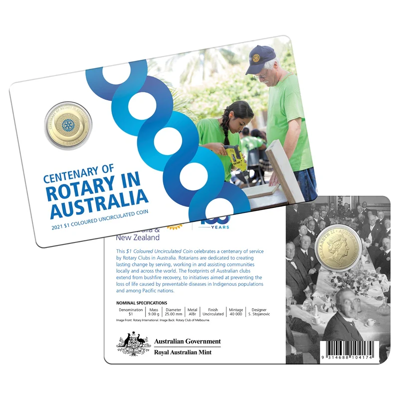 $1 2021 Centenary of Rotary Australia Al/Bronze UNC - Image 3
