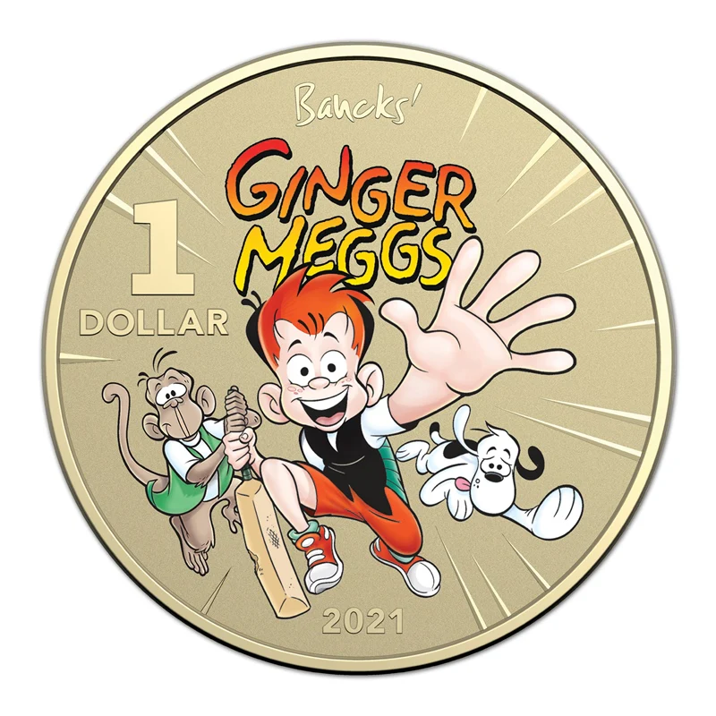 $1 2021 Ginger Meggs Centenary Coloured 2 Coin UNC Set - Image 3