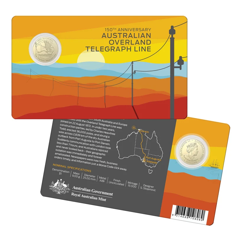 $1 2022 150th Anniversary Overland Telegraph Line UNC - Image 3