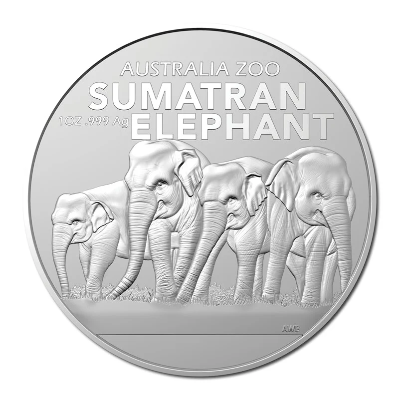 $1 2022 Australian Zoo Series - Sumatran Elephant 1oz Silver UNC