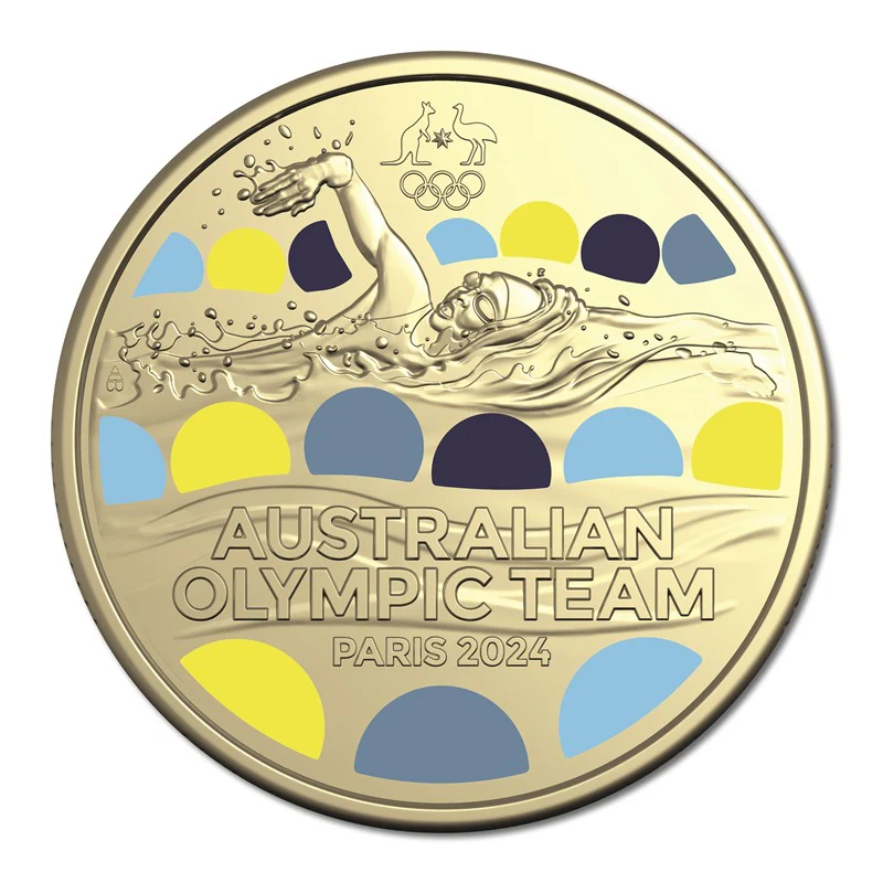 $1 2024 Australian Olympic Team Al/Bronze Coloured UNC - Image 2