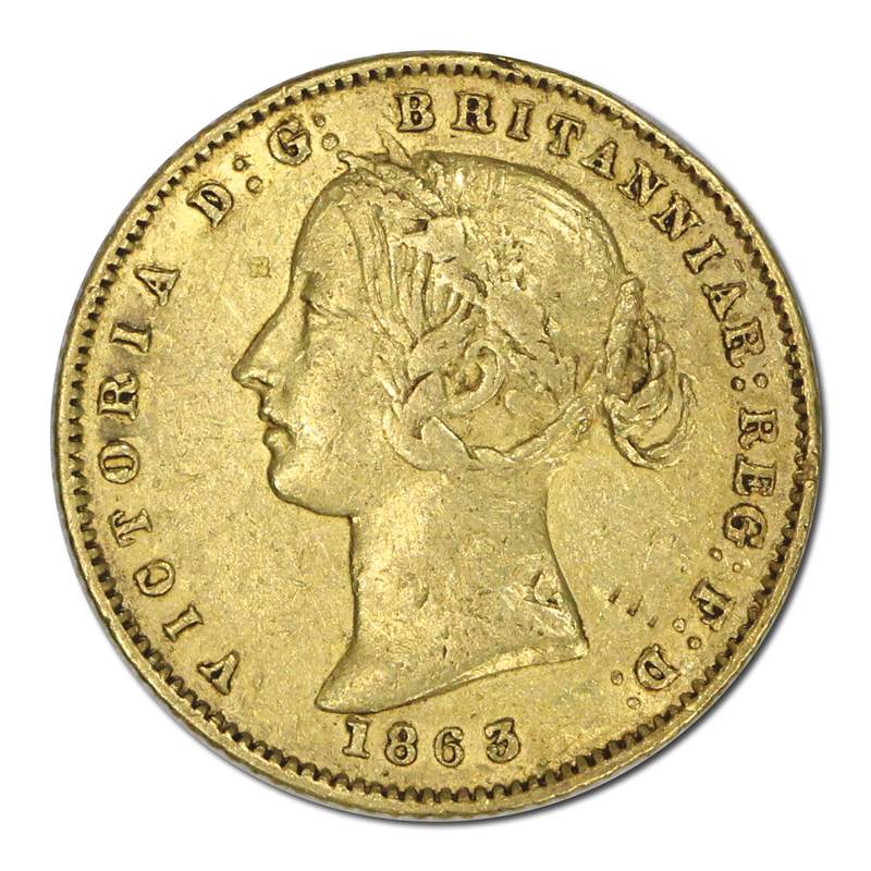 1863 Sydney Mint Type II Gold Half Sovereign VF - Image 3