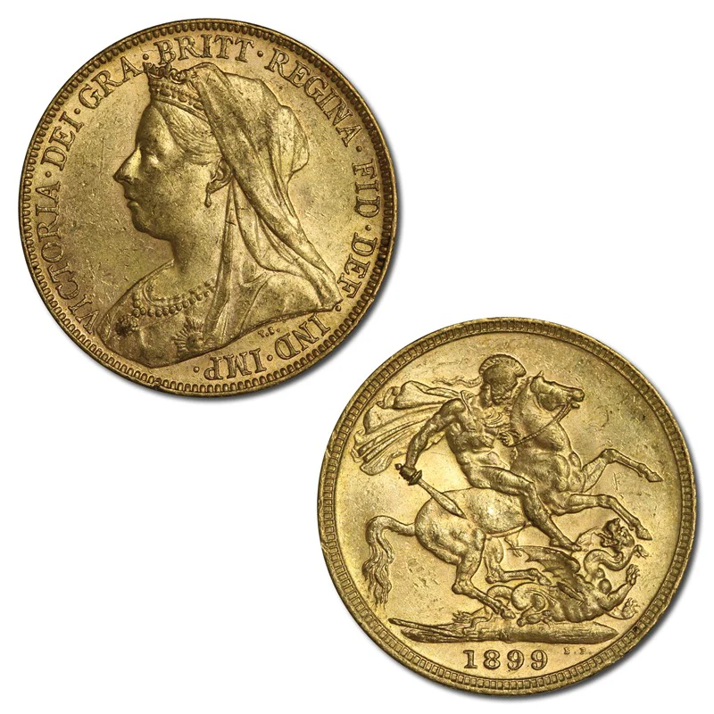 1899 Melbourne Victoria Veiled Head Gold Sovereign EF