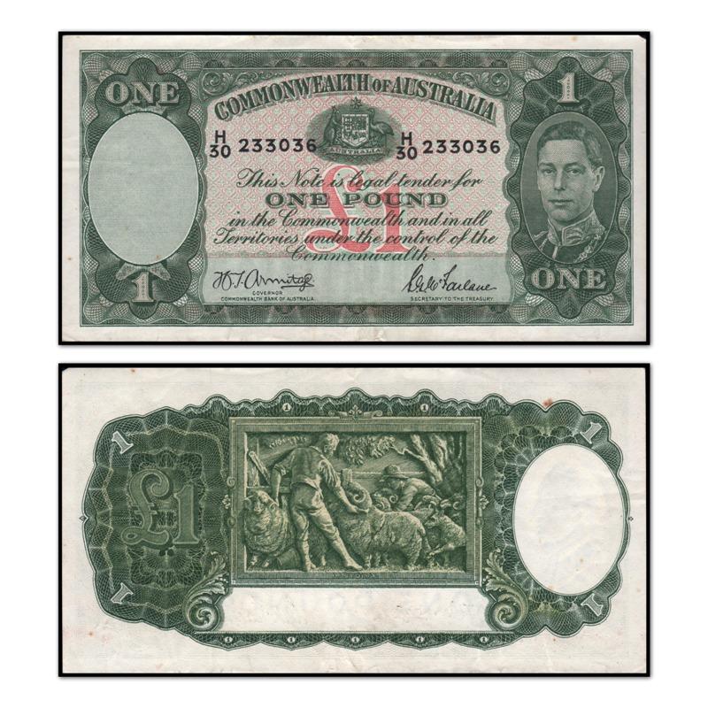 (1942) One Pound Armitage/McFarlane Dark Green R.30a - Image 6