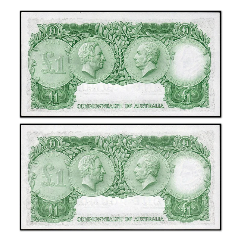 (1961) One Pound Coombs/Wilson Emerald Green R.34b CFU - Consecutive Pair - Image 2