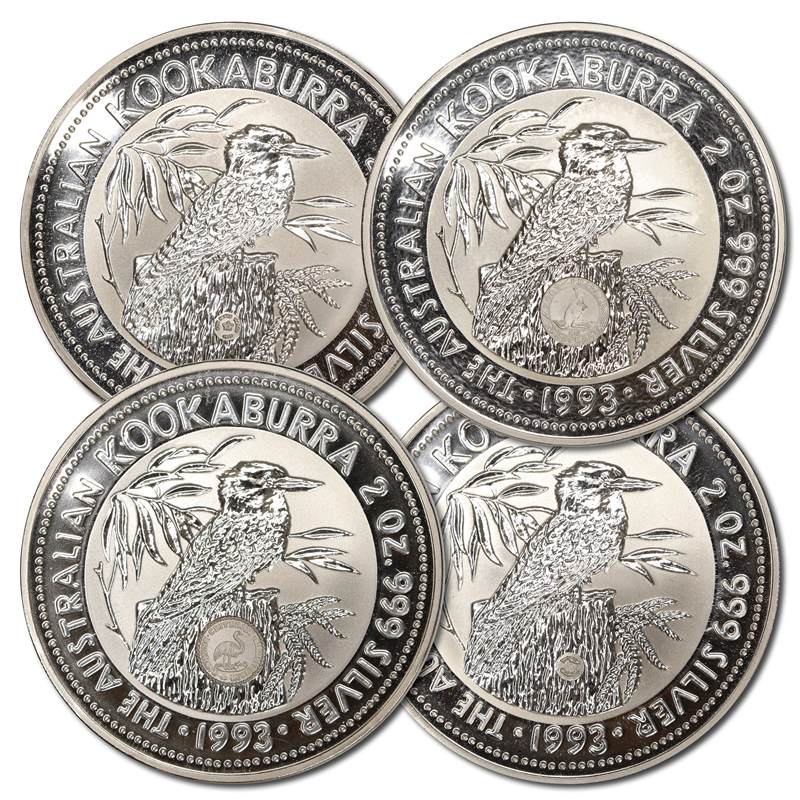 1993 Kookaburra 2oz Silver UNC - Set of 4