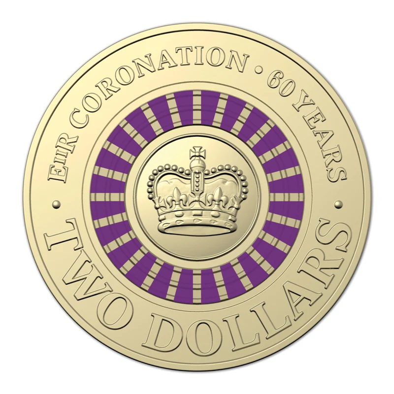 $2 2013 QEII Coronation 60th Anniversary Coloured UNC - Purple Card - Image 2