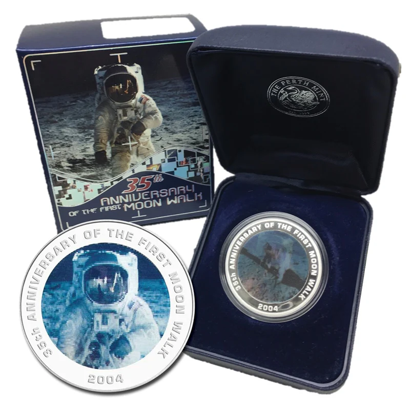 2004 35th Anniversary of the First Moon Walk 1oz Silver Hologram Proof