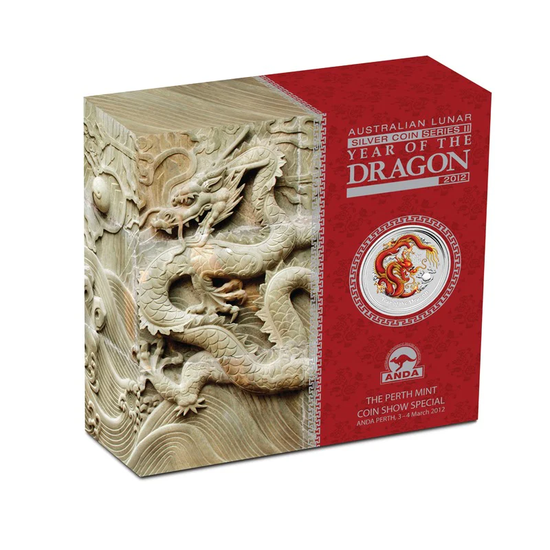 2012 Year of the Dragon Coloured 2oz Silver Proof - Image 2
