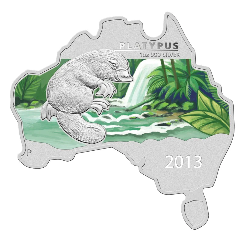 2013 Australian Map Shaped Platypus 1oz Silver Coin - Image 2