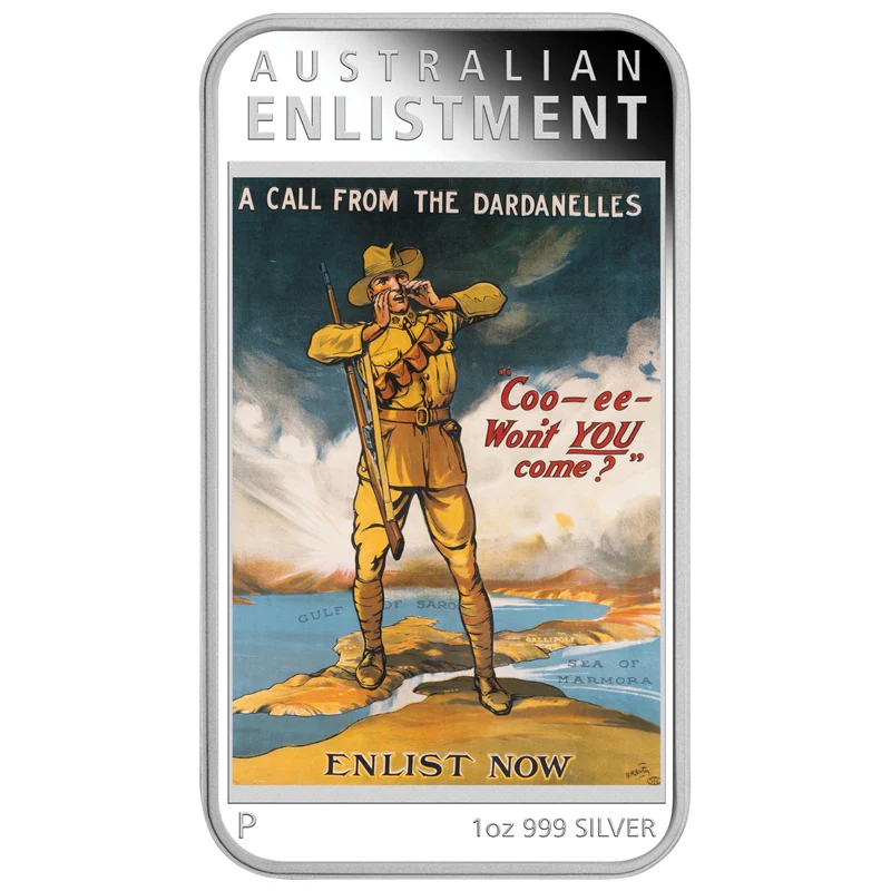 2014 Australian Posters of WWI - Enlistment 1oz Silver - Image 2