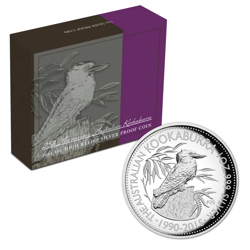 2015 25th Anniversary Kookaburra 1oz Silver Proof High Relief