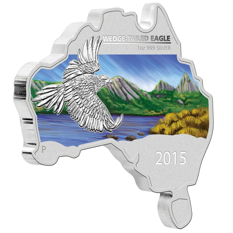 2015 Australian Map Shaped Wedge-Tailed Eagle 1oz Silver Coin - Image 2