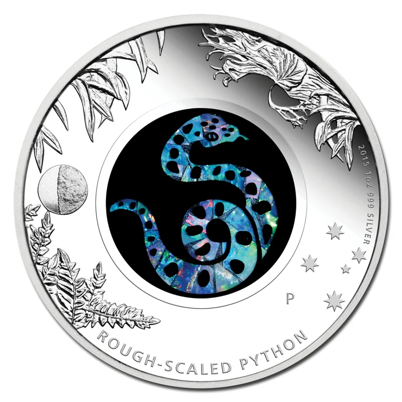2015 Opal Series - Rough Scaled Python 1oz Silver Proof - Image 2