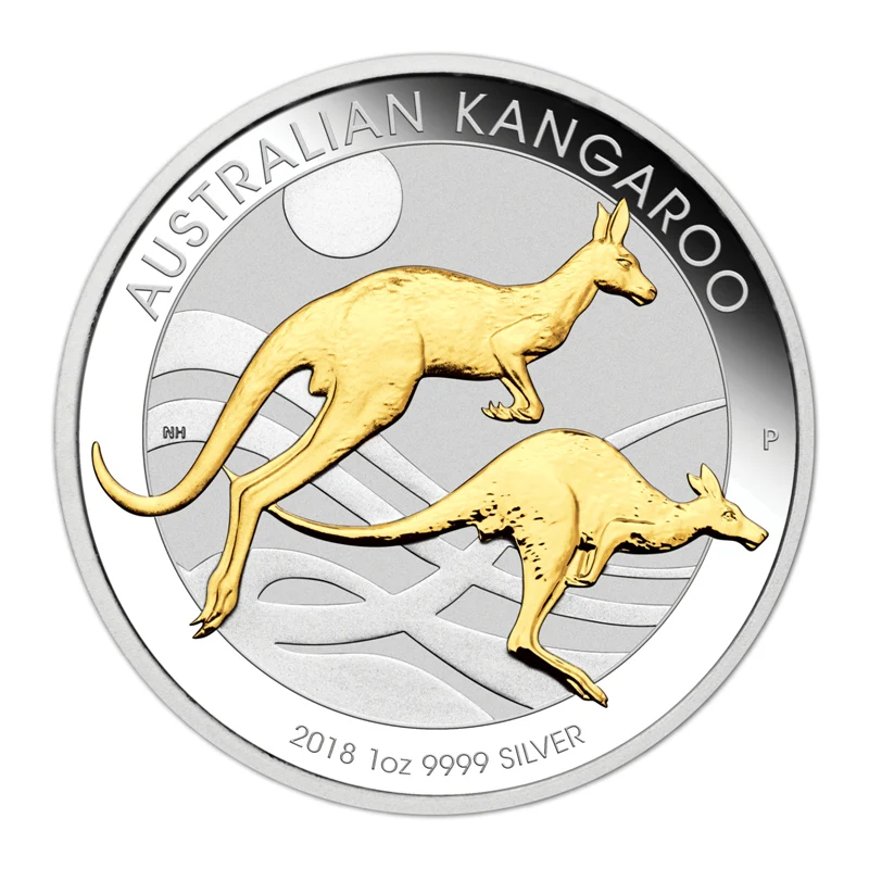 2018 Australian Kangaroo 1oz Silver Gilded Edition - Image 2