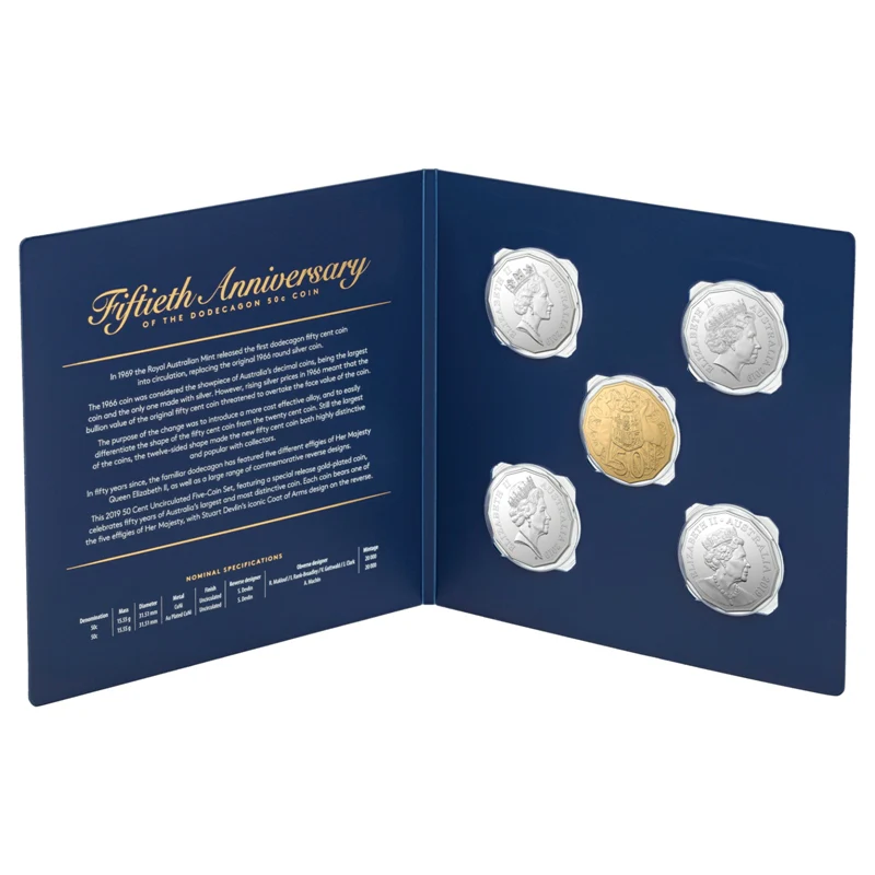 2019 50th Anniversary of the 50 Cent 5 Coin UNC Set - Image 2