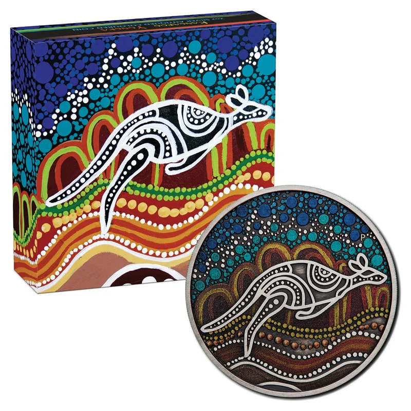 2023 Kangaroo Yongka 2oz Silver Antiqued Coloured Coin
