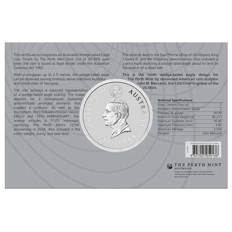 2024 Wedge-tailed Eagle 10th Anniversary 2oz Silver Coloured - Image 4