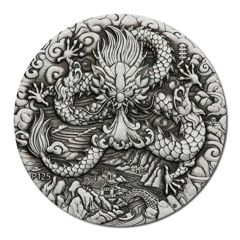 2024 Year of the Dragon 2oz Silver Antiqued - Image 2