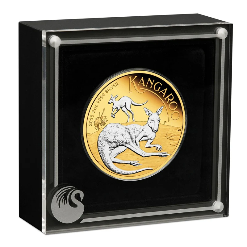 2025 Australian Kangaroo 2oz Silver Reverse Gilded Coin - Image 4