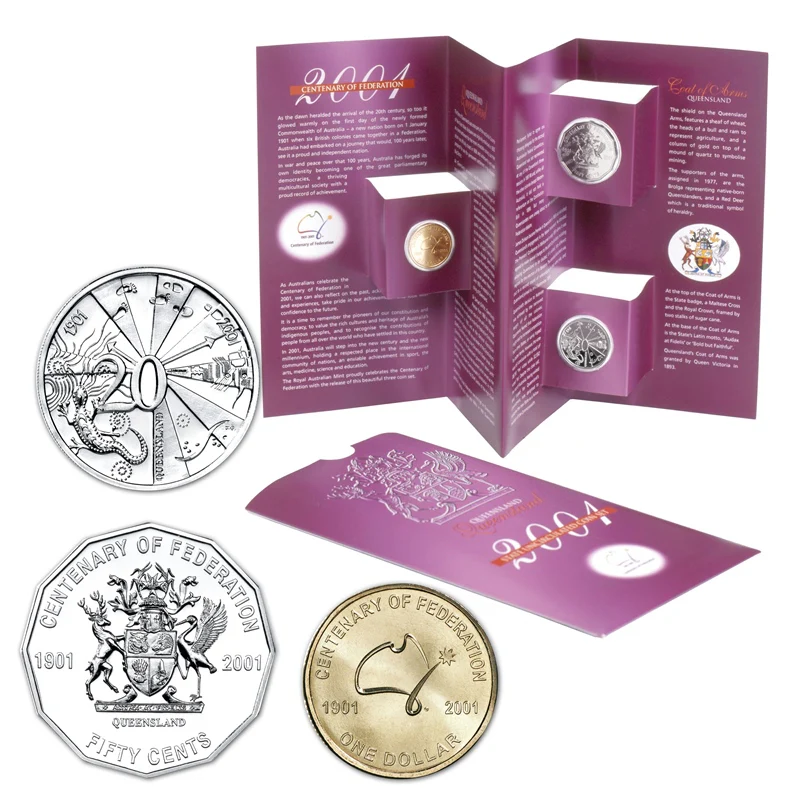 20c 50c & $1 2001 Centenary of Federation Complete UNC Set - Image 6