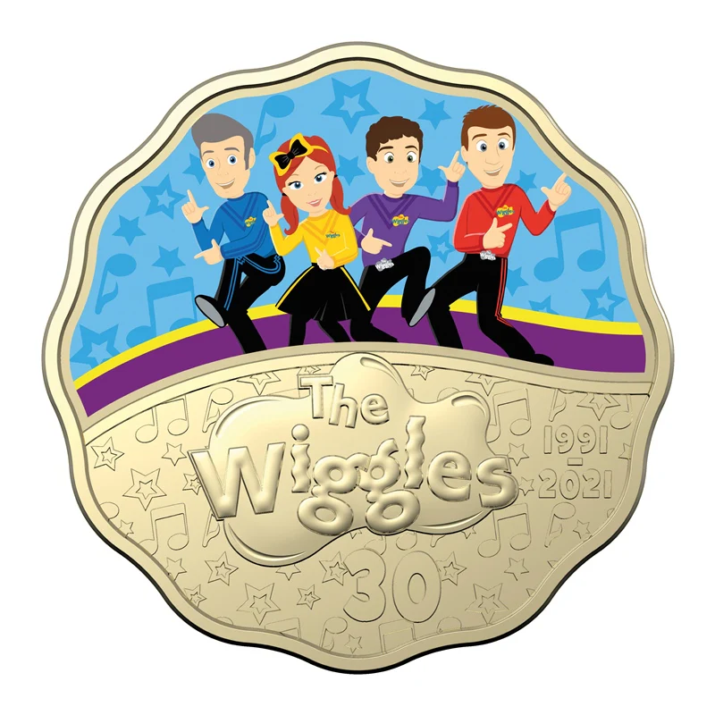 30c 2021 30 Years of the Wiggles Scalloped Two Coin UNC Set - Image 2