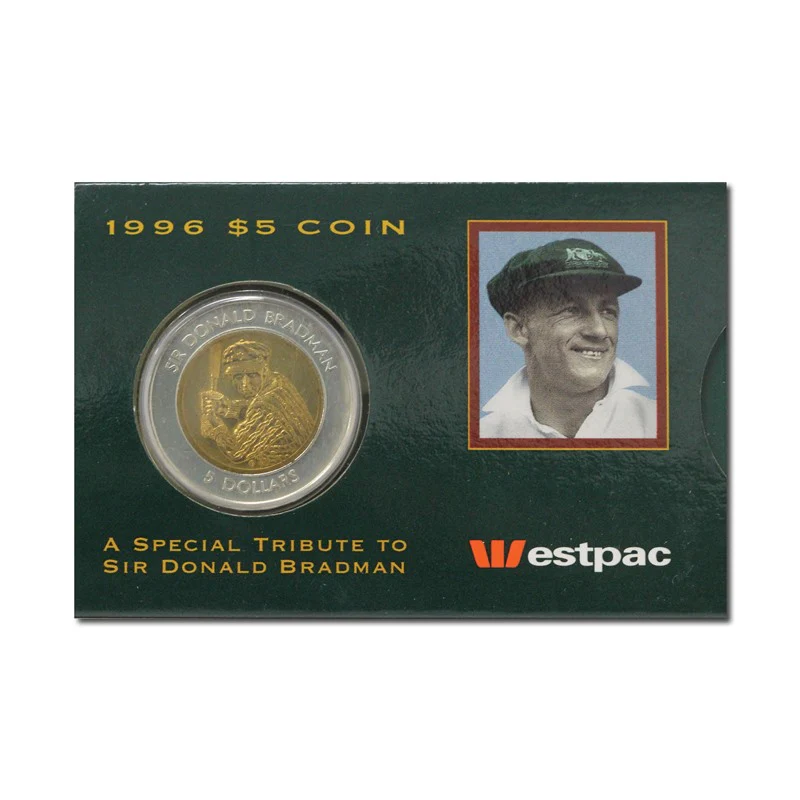 $5 1996 Don Bradman Bi-Metallic UNC - Westpac Sleeve