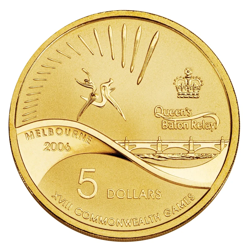 $5 2006 Commonwealth Games Queens Baton Al/Bronze UNC - Image 2