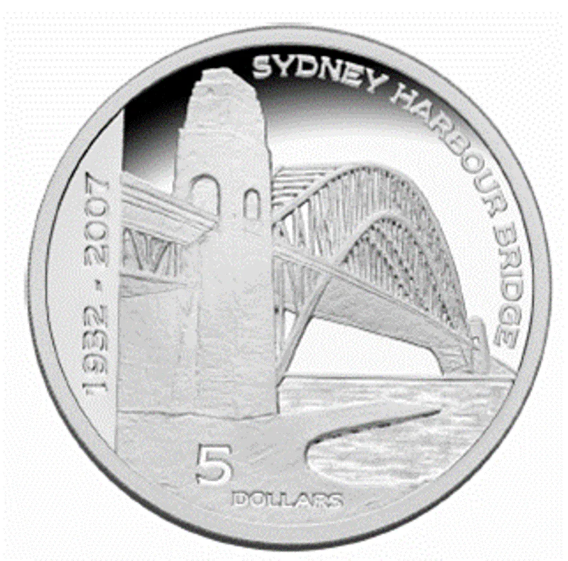 $5 2007 75th Anniversary Sydney Harbour Bridge Silver Proof