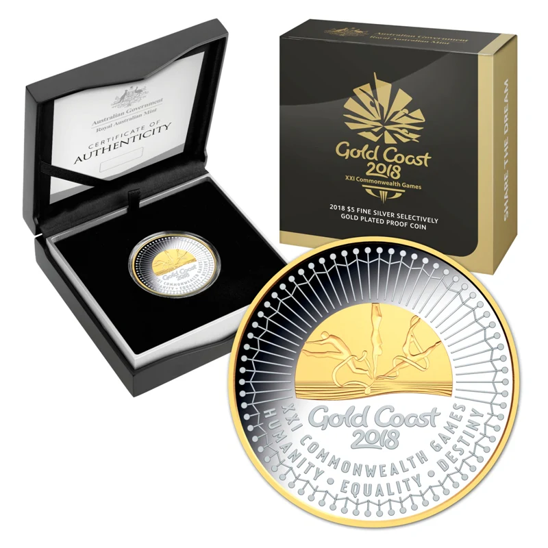 $5 2018 Commonwealth Games Gold Plated Silver Proof