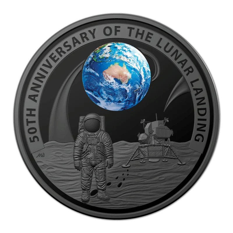 $5 2019 50th Anniversary of the Moon Landing Domed Silver Proof - Image 2