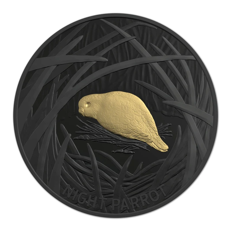 $5 2019 Echoes of Australian Fauna - Night Parrot Selectively Gold Plated Fine Silver Proof - Image 2