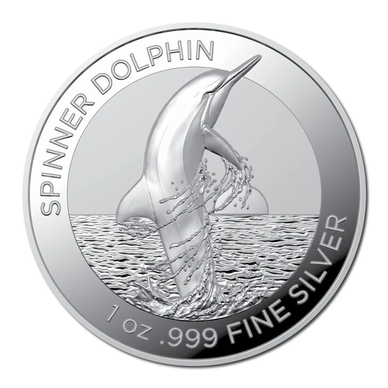 $5 2020 Spinner Dolphin High Relief Silver Proof - Image 2