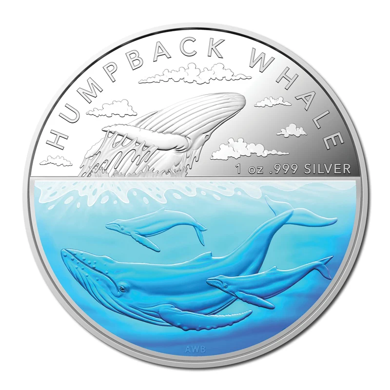 $5 2023 Australian Antarctic Territory - Humpback Whale Silver Proof - Image 2